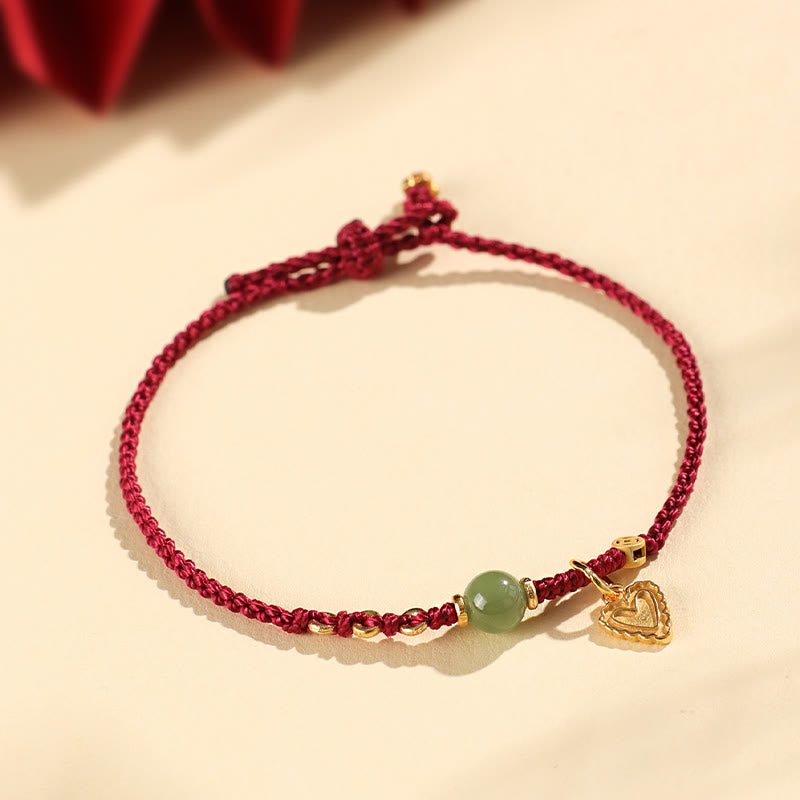 Bracelet à breloques en argent sterling et jade Hetian