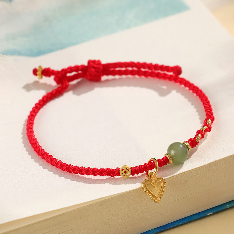 Bracelet à breloques en argent sterling et jade Hetian