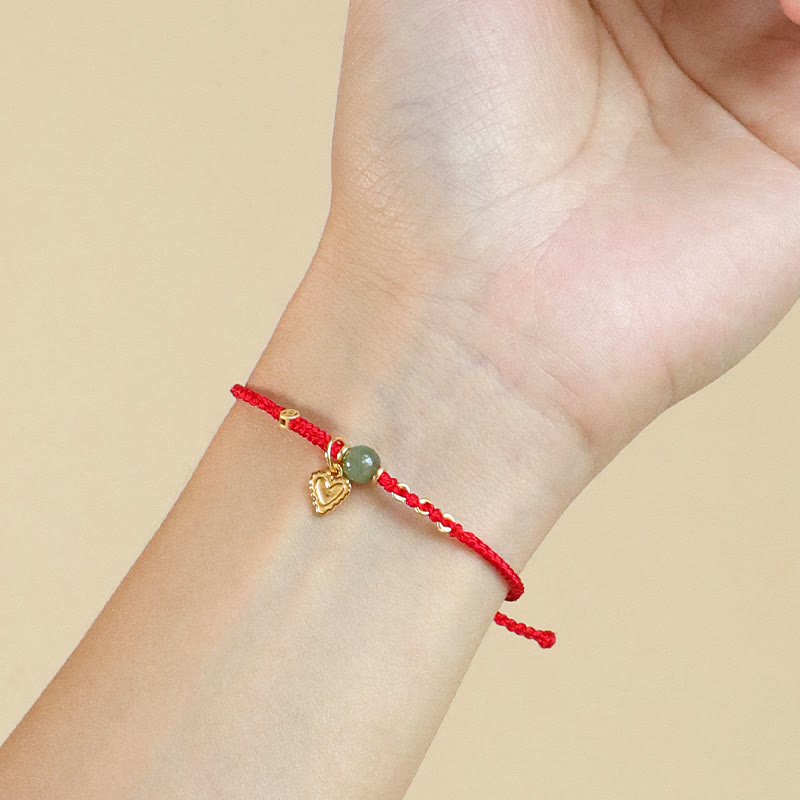 Bracelet à breloques en argent sterling et jade Hetian