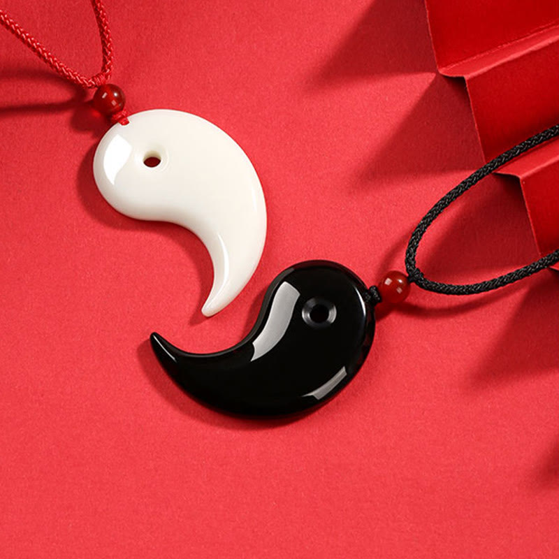 Pendentif collier Hetian Jade Yin Yang | Équilibre et chance