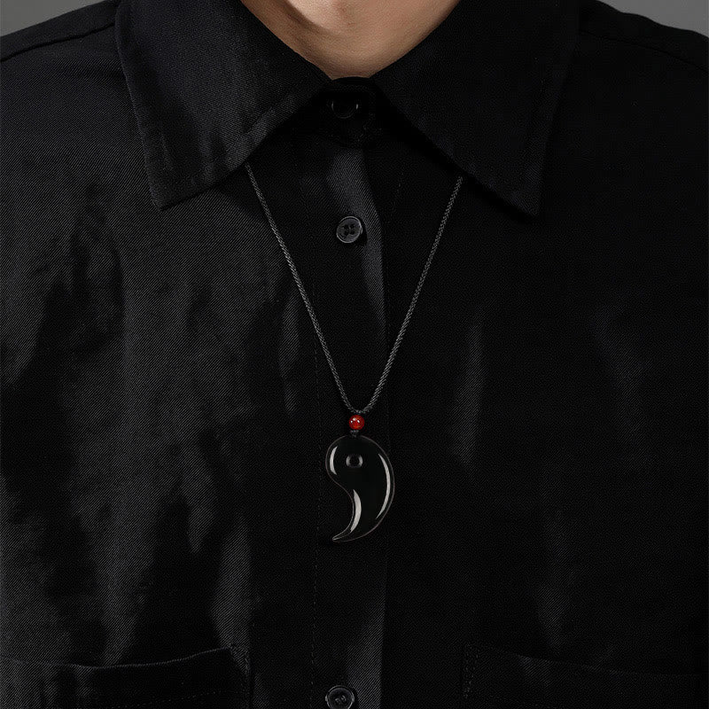 Pendentif collier Hetian Jade Yin Yang | Équilibre et chance