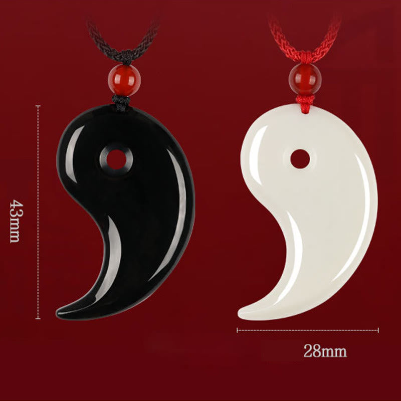 Pendentif collier Hetian Jade Yin Yang | Équilibre et chance