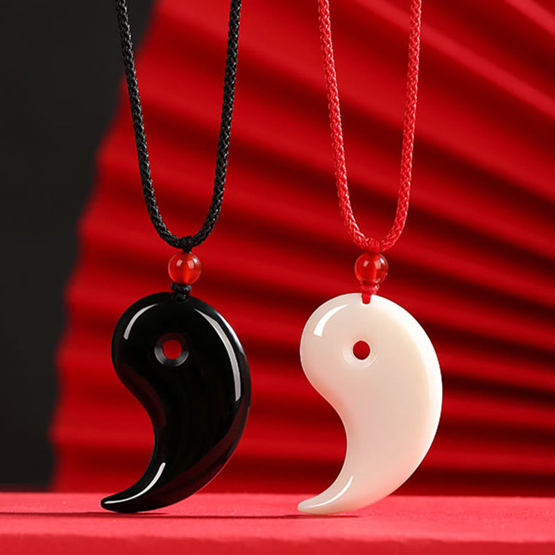 Pendentif collier Hetian Jade Yin Yang | Équilibre et chance