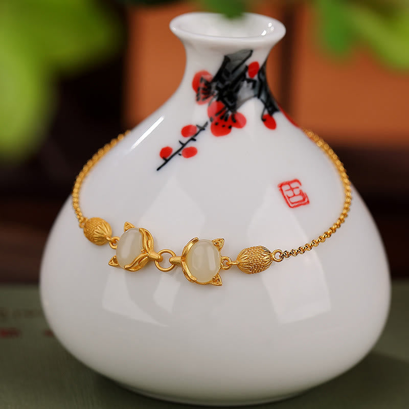 Bracelet en jade blanc et cyan Hetian pour la chance et la protection