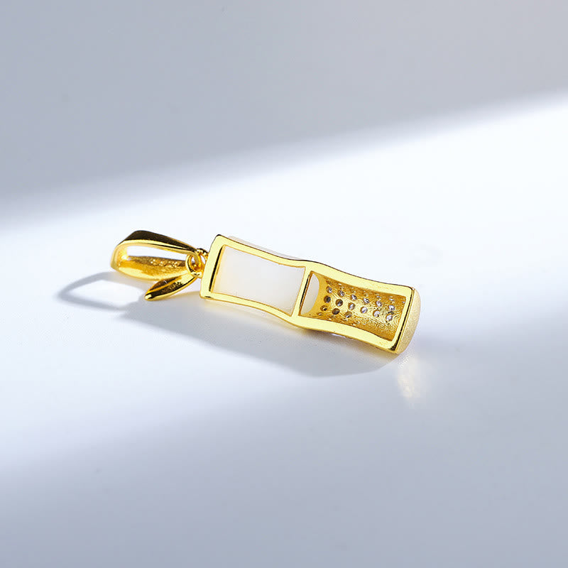 Collier en jade blanc et bambou Hetian pour le bonheur | Argent sterling
