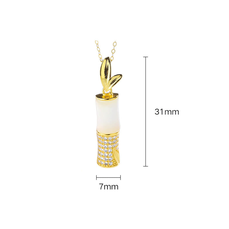 Collier en jade blanc et bambou Hetian pour le bonheur | Argent sterling