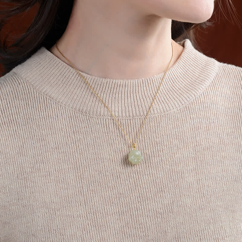 Collier porte-bonheur en argent 925 avec patte de chat en jade blanc Hetian