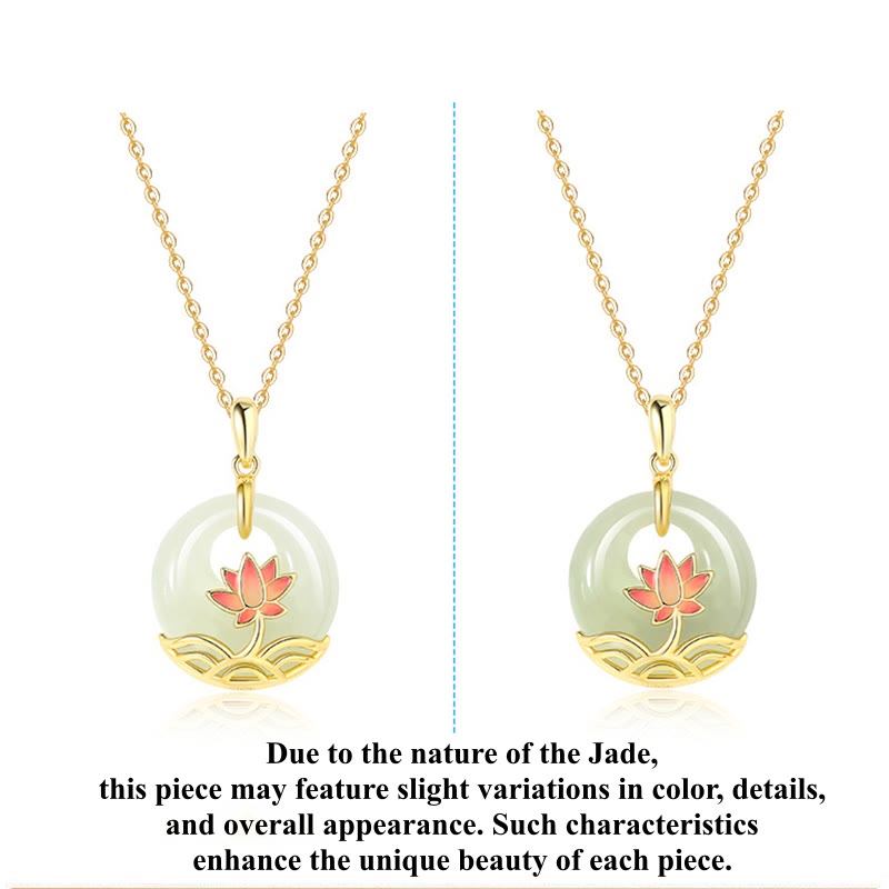 Collier de protection en jade blanc de Hetian et fleur de lotus