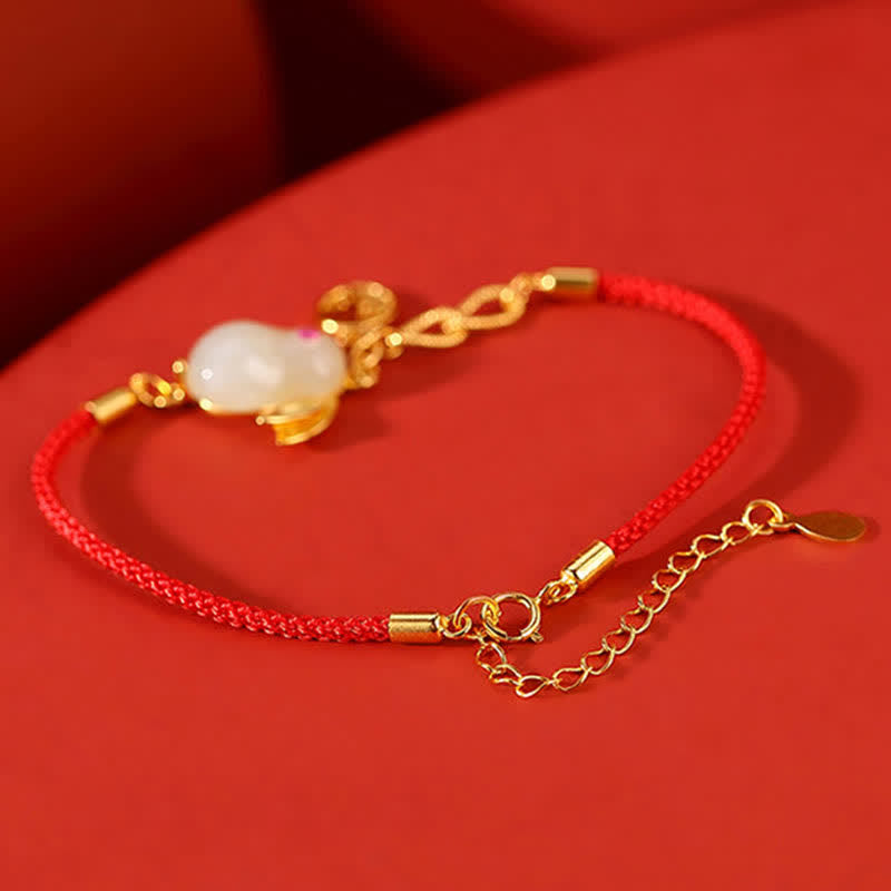 Bracelet porte-bonheur et bénédiction en jade blanc Hetian 17 cm + 5 cm