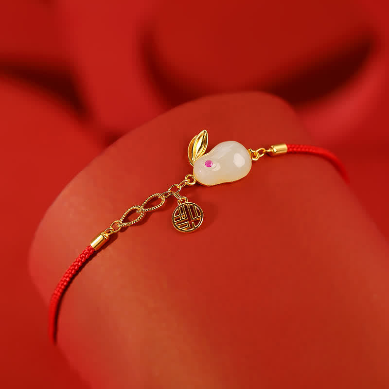 Bracelet porte-bonheur et bénédiction en jade blanc Hetian 17 cm + 5 cm