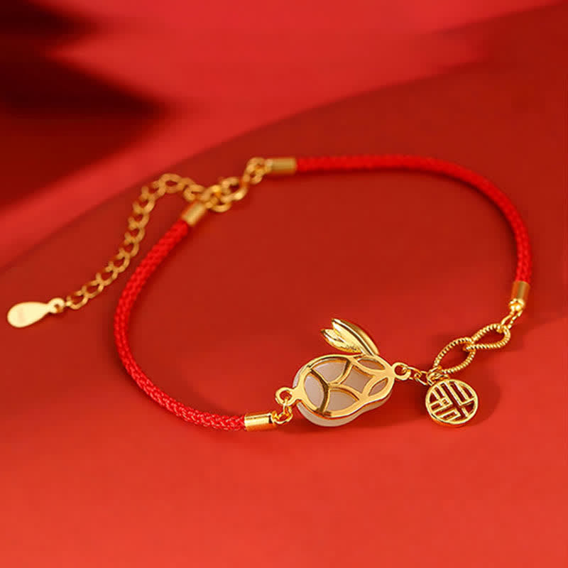 Bracelet porte-bonheur et bénédiction en jade blanc Hetian 17 cm + 5 cm