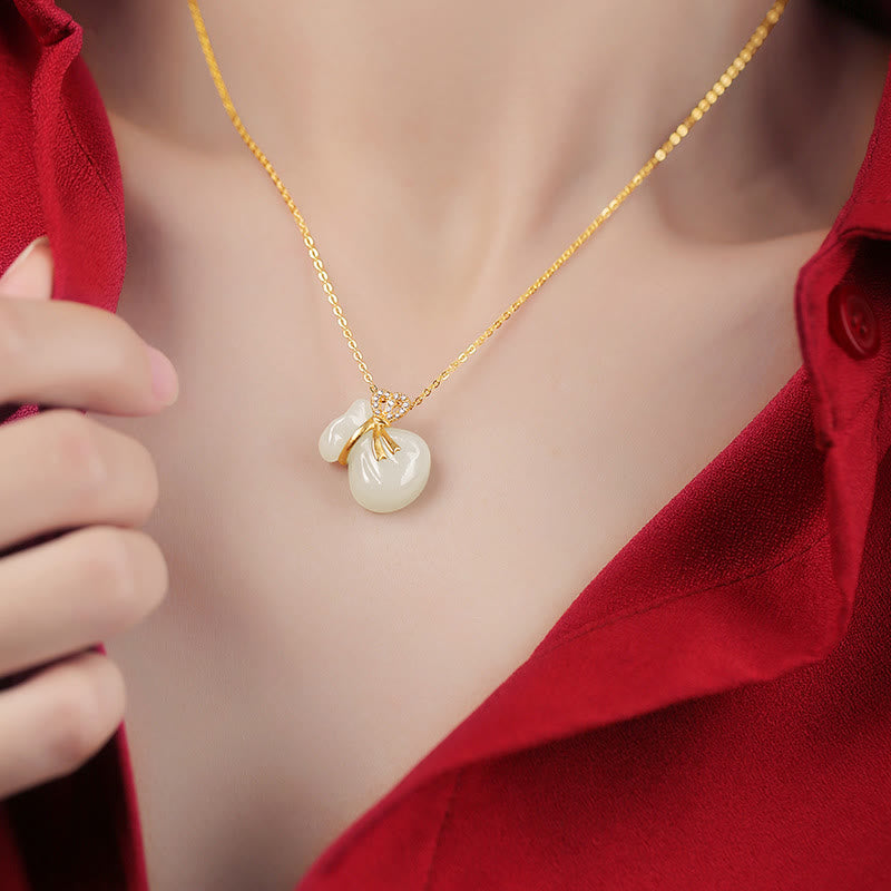 Collier porte-bonheur en jade blanc Hetian | Bijoux en jade