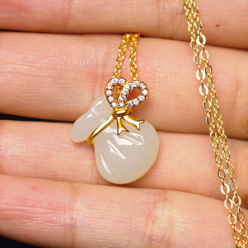 Collier porte-bonheur en jade blanc Hetian | Bijoux en jade
