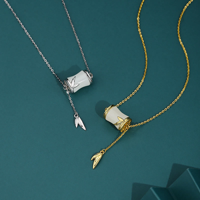 Collier et bracelet porte-bonheur en jade blanc Hetian | Argent sterling et or 22 carats