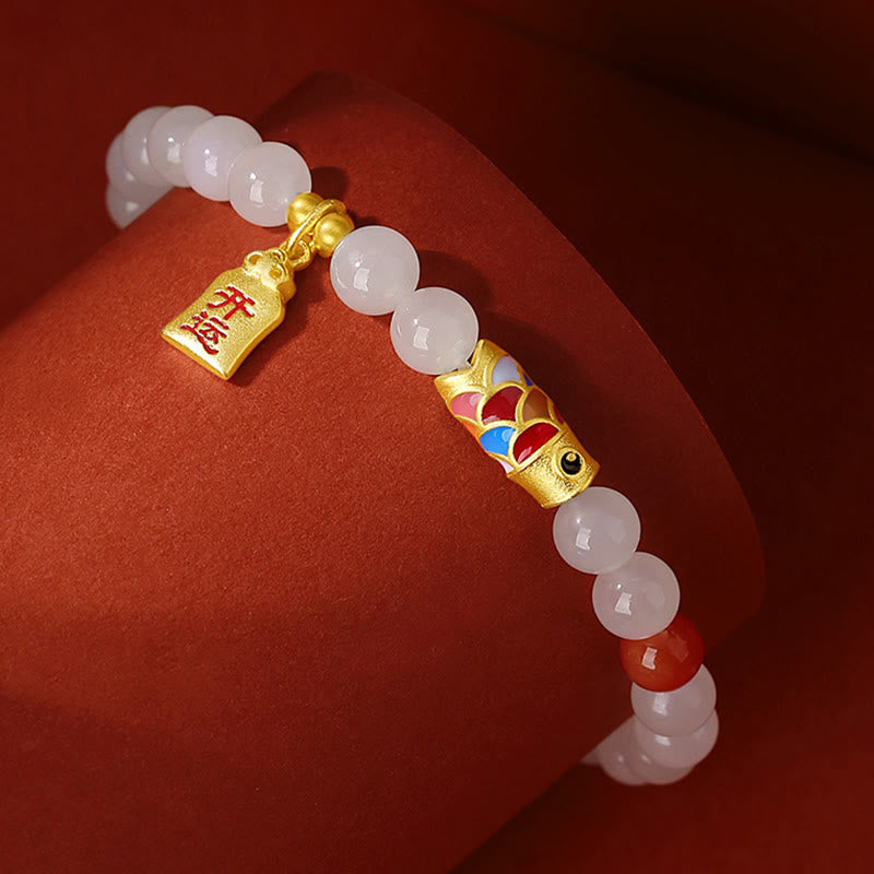 Bracelet de protection, de chance et de bonheur en jade blanc Hetian