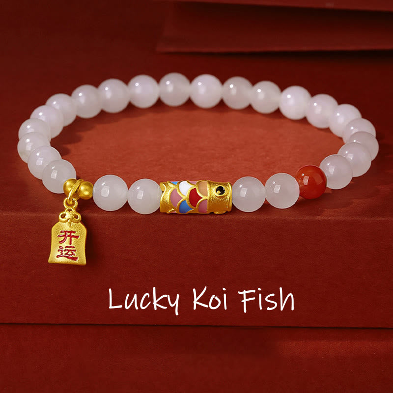 Bracelet de protection, de chance et de bonheur en jade blanc Hetian