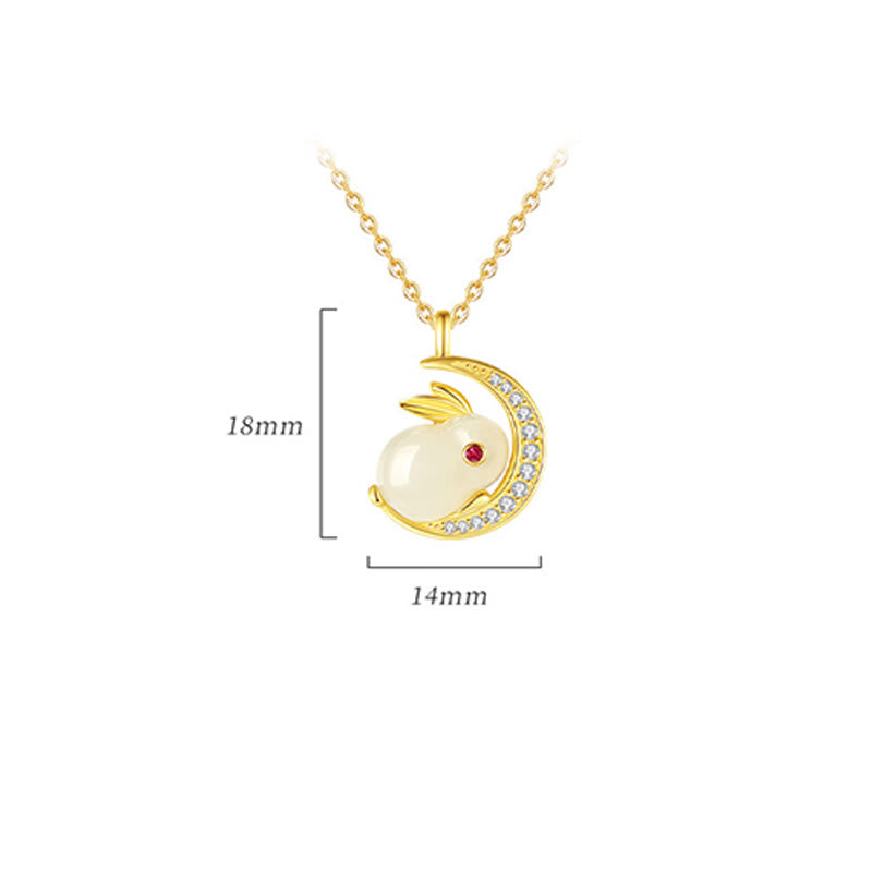 Collier croissant de lune en jade blanc Hetian