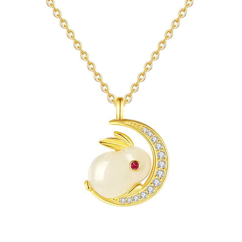 Collier croissant de lune en jade blanc Hetian