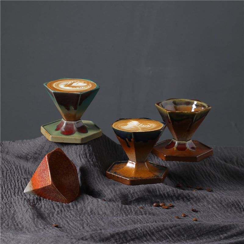 Tasse à thé et café hexagonale en céramique 170 ml | Décor Zen