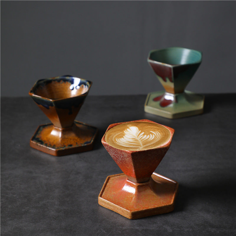 Tasse à thé et café hexagonale en céramique 170 ml | Décor Zen