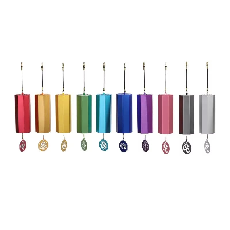 Colorful Hexagonal Metal Koshi Chime Bells with decorative wind chimes for healing