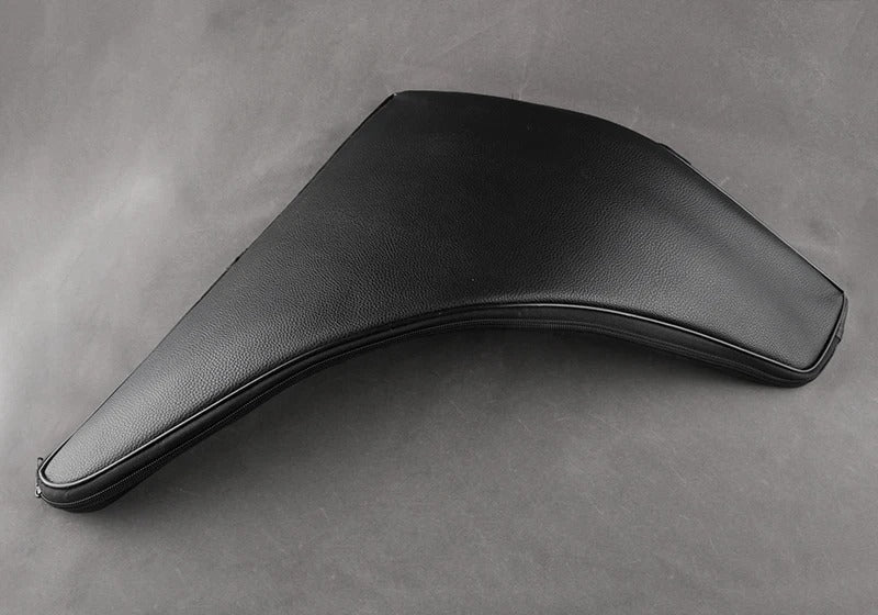 Black leather bicycle seat with stitched edges for the High Quality Bamboo G Key Pan Flute