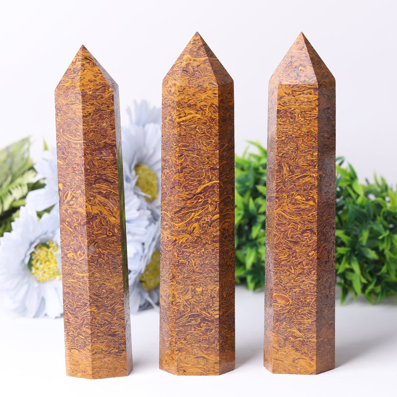 High Quality Calligraphy Jasper Healing Crystal Tower 7.5"