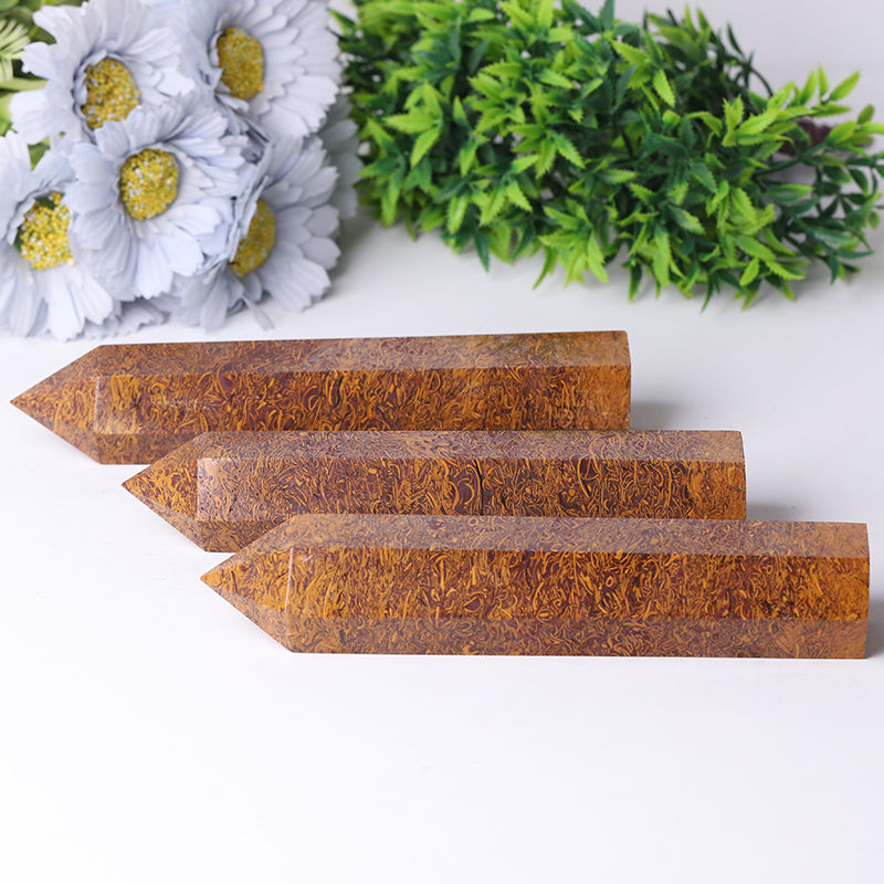 High Quality Calligraphy Jasper Healing Crystal Tower 7.5"