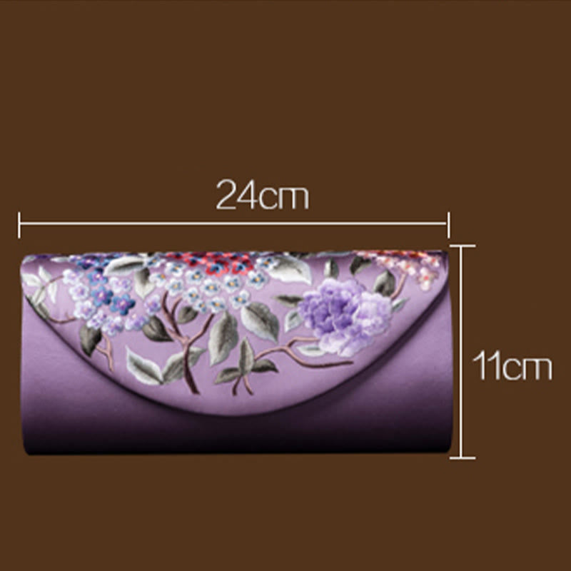 Sac bandoulière de mariage brodé d'hortensia 24 cm, style élégant