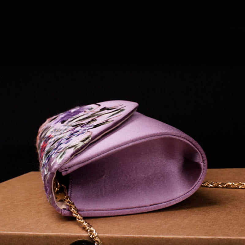 Sac bandoulière de mariage brodé d'hortensia 24 cm, style élégant