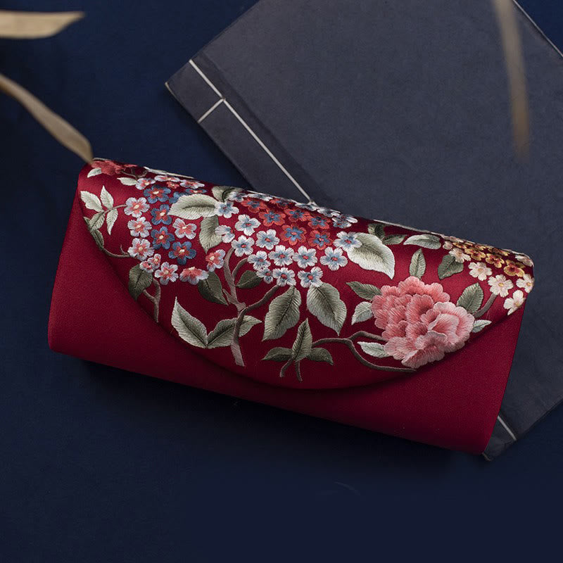 Sac bandoulière de mariage brodé d'hortensia 24 cm, style élégant