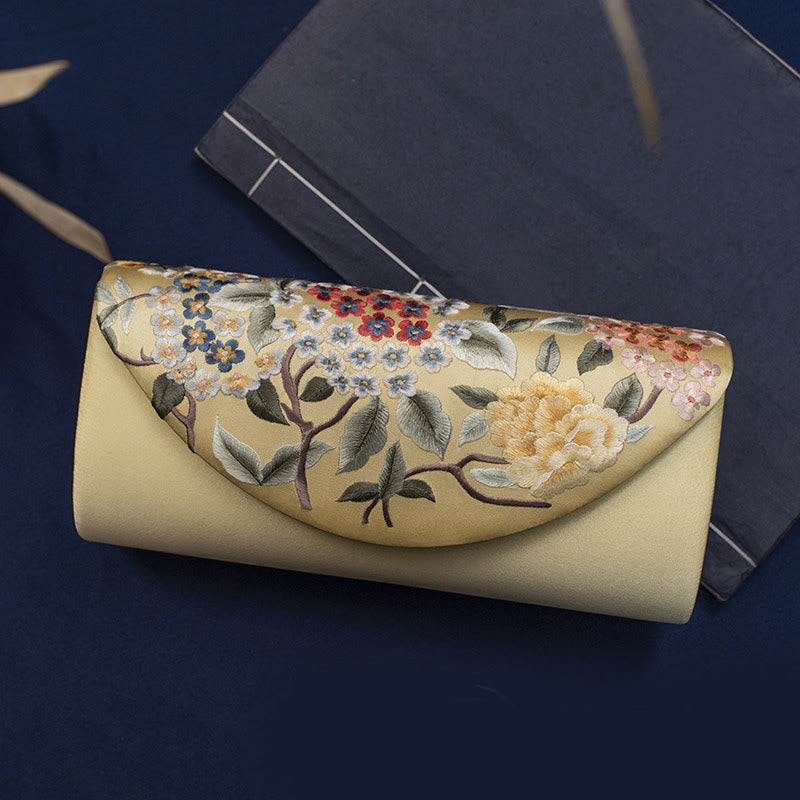 Sac bandoulière de mariage brodé d'hortensia 24 cm, style élégant