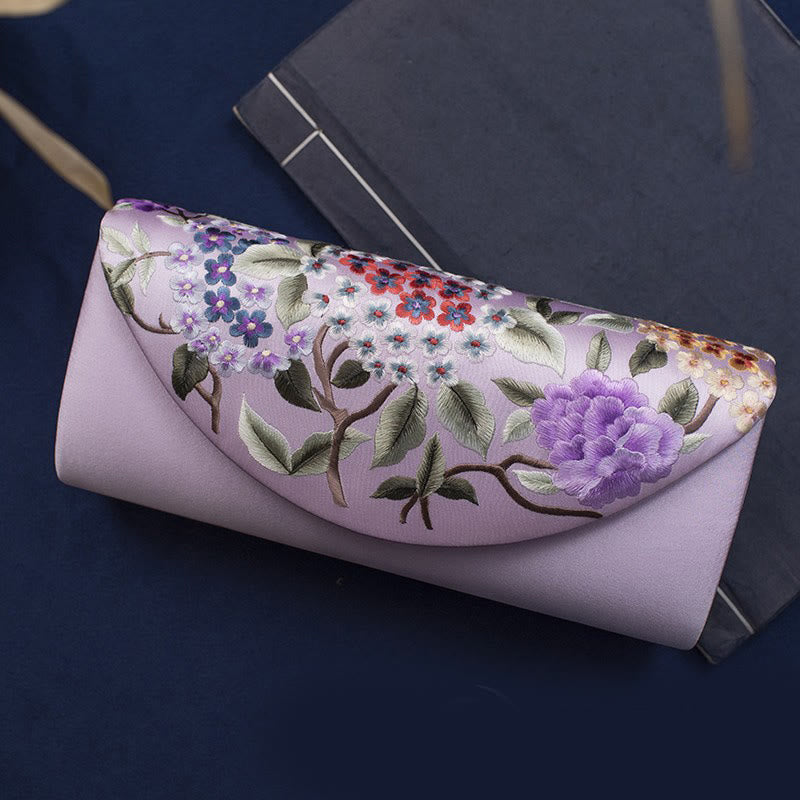 Sac bandoulière de mariage brodé d'hortensia 24 cm, style élégant