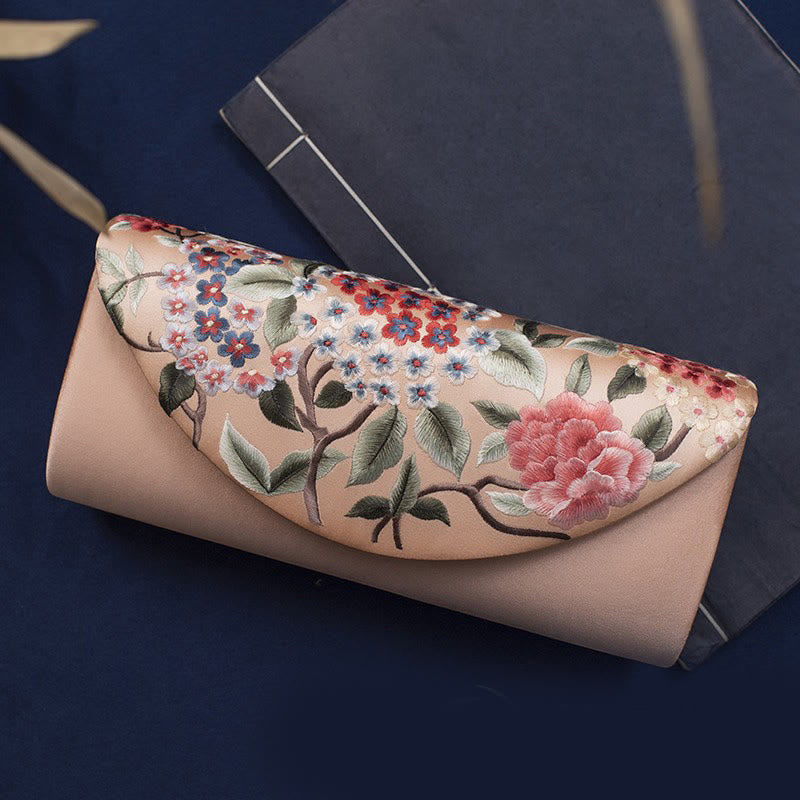 Sac bandoulière de mariage brodé d'hortensia 24 cm, style élégant