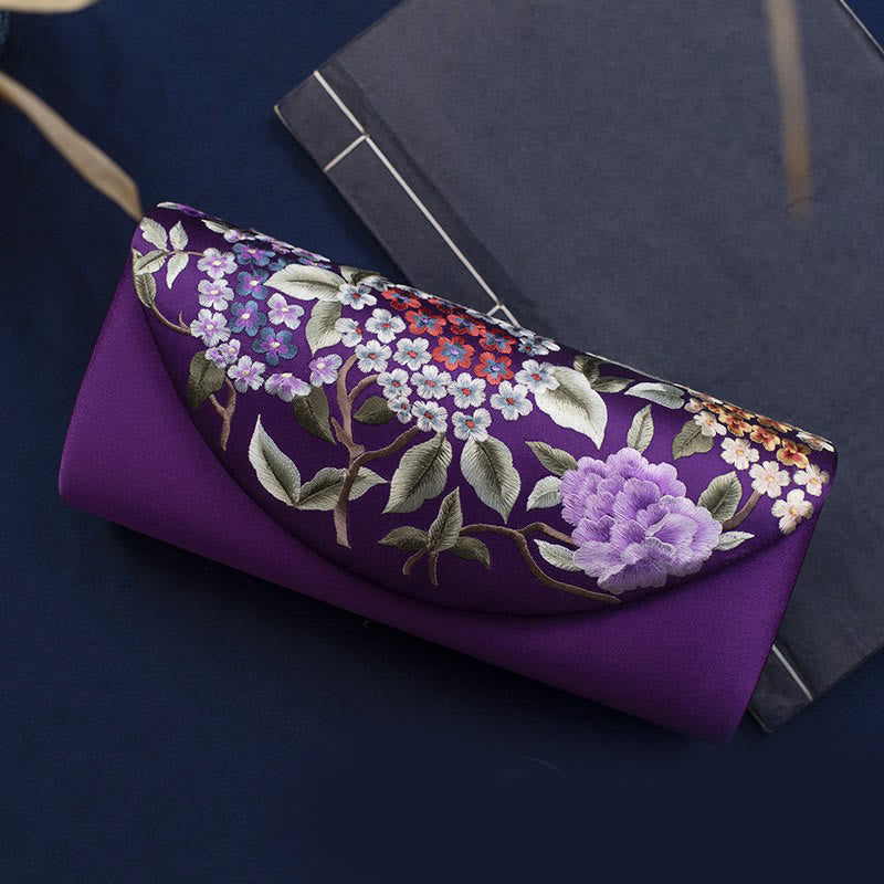 Sac bandoulière de mariage brodé d'hortensia 24 cm, style élégant
