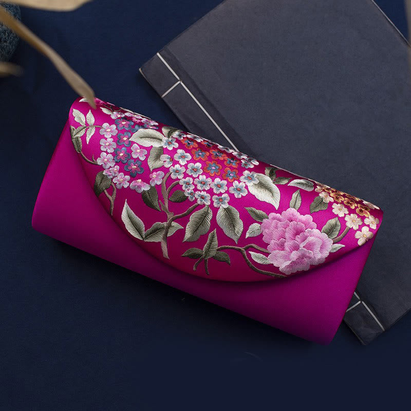 Sac bandoulière de mariage brodé d'hortensia 24 cm, style élégant