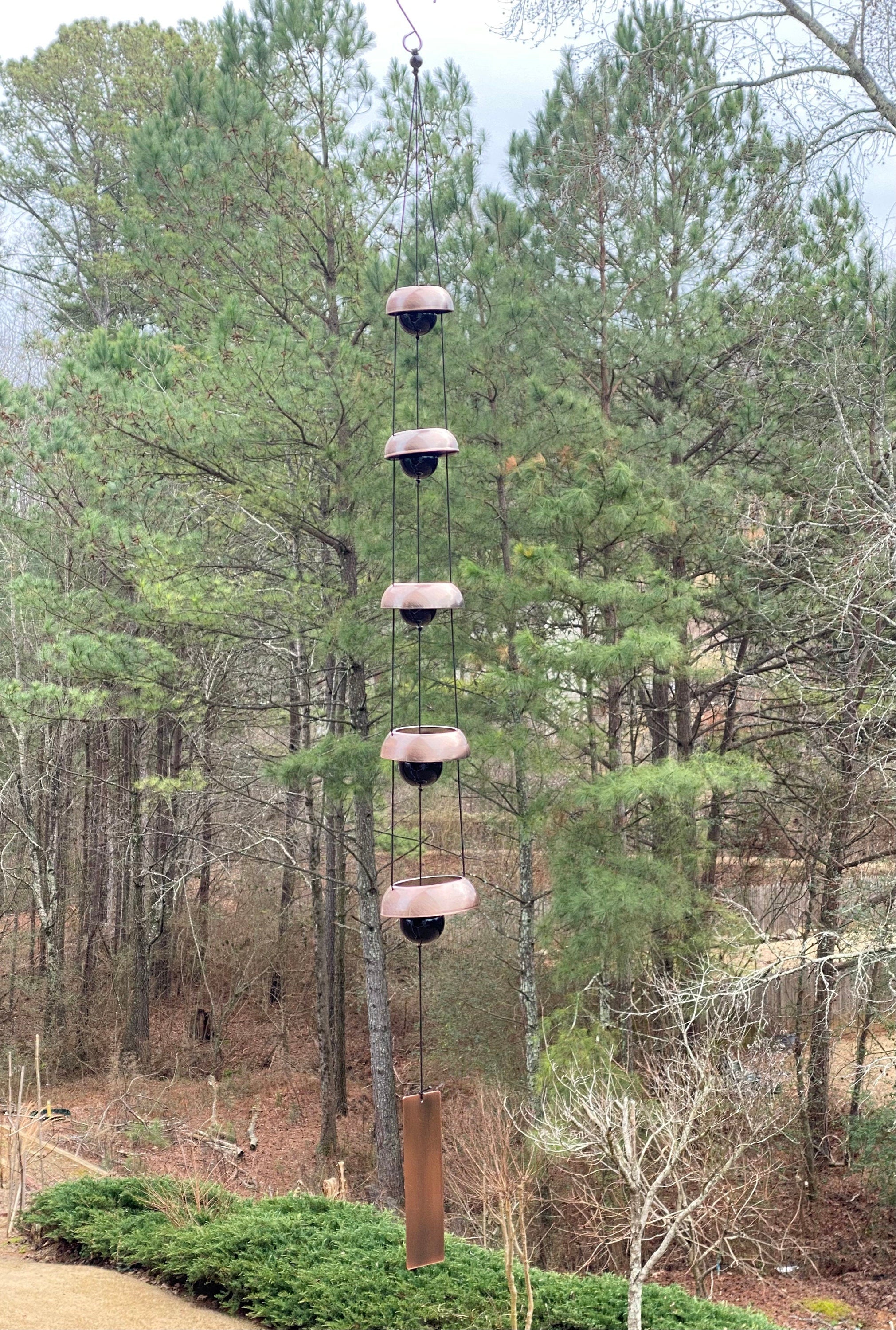 Joyous Wind Chime, 37 Inch 5 Red Copper Bells Wind Chime, the Beautiful Spirit Sound Can Create a Sense of Peace & Relaxation in Garden