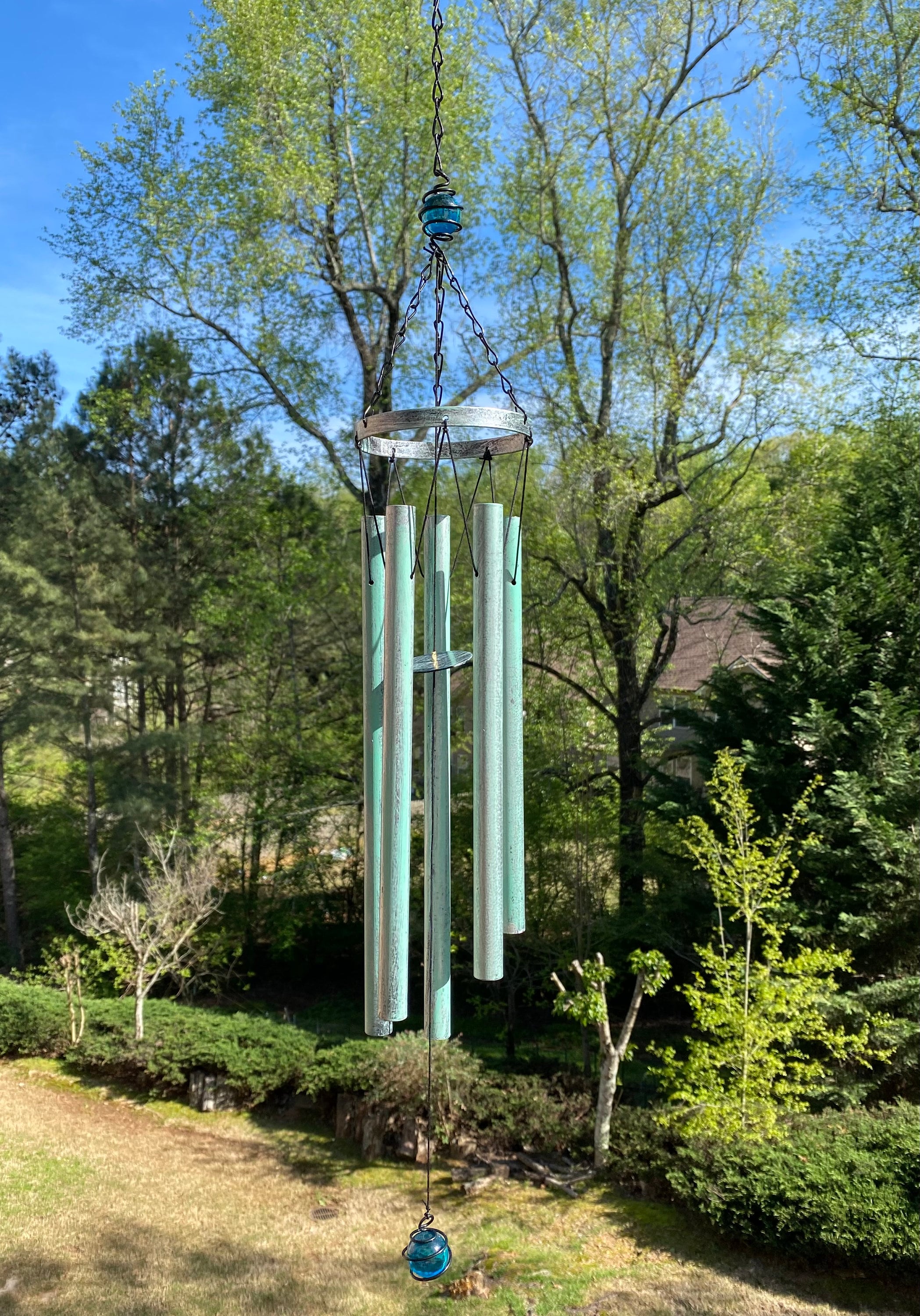 Joyous Wind Chimes, 31 Inch Deep Tone Turquoise Metal Windchime. the Beautiful Spirit Sound Can Create a Sense of Peace and Relaxation