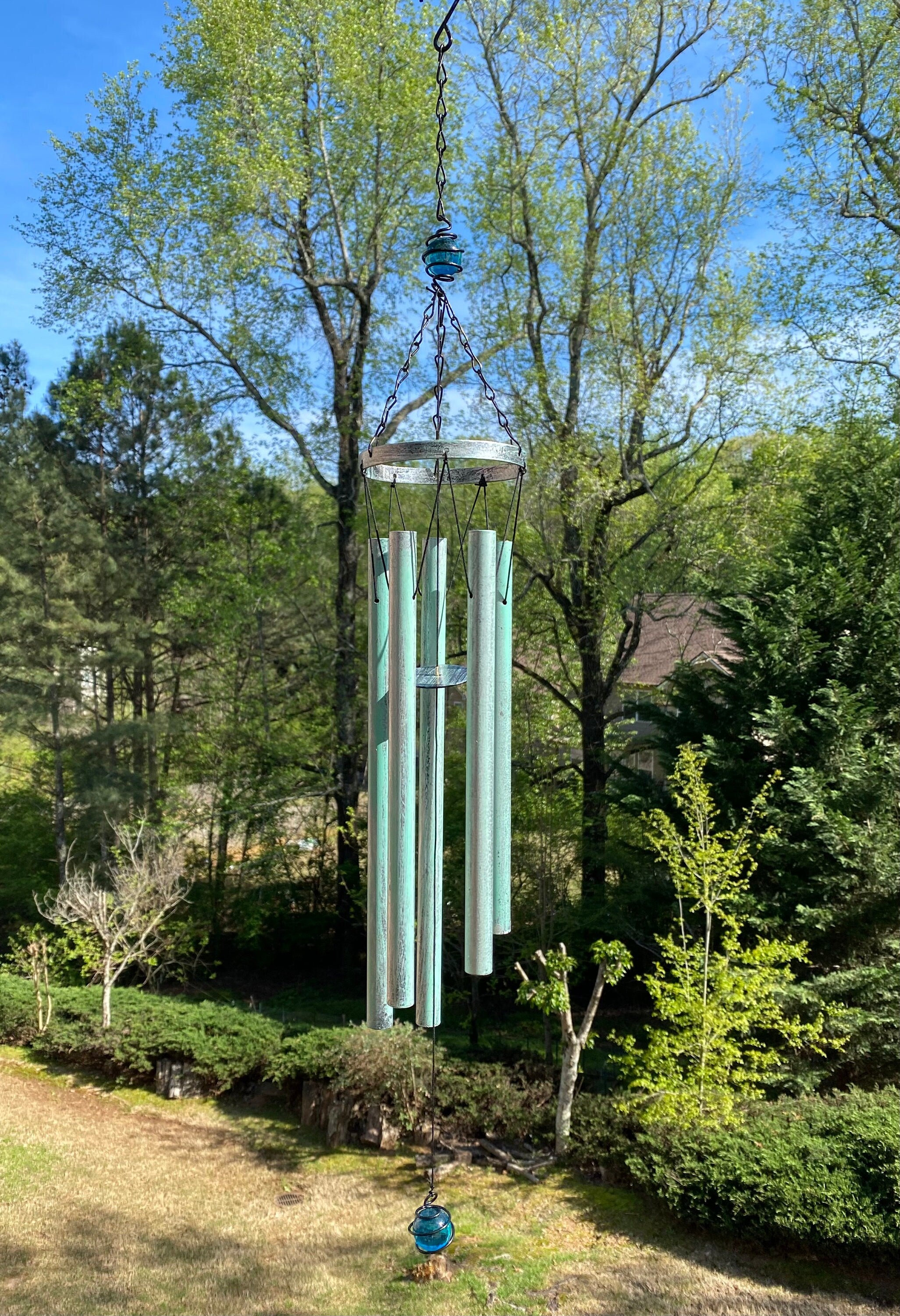 Joyous Wind Chimes, 31 Inch Deep Tone Turquoise Metal Windchime. the Beautiful Spirit Sound Can Create a Sense of Peace and Relaxation