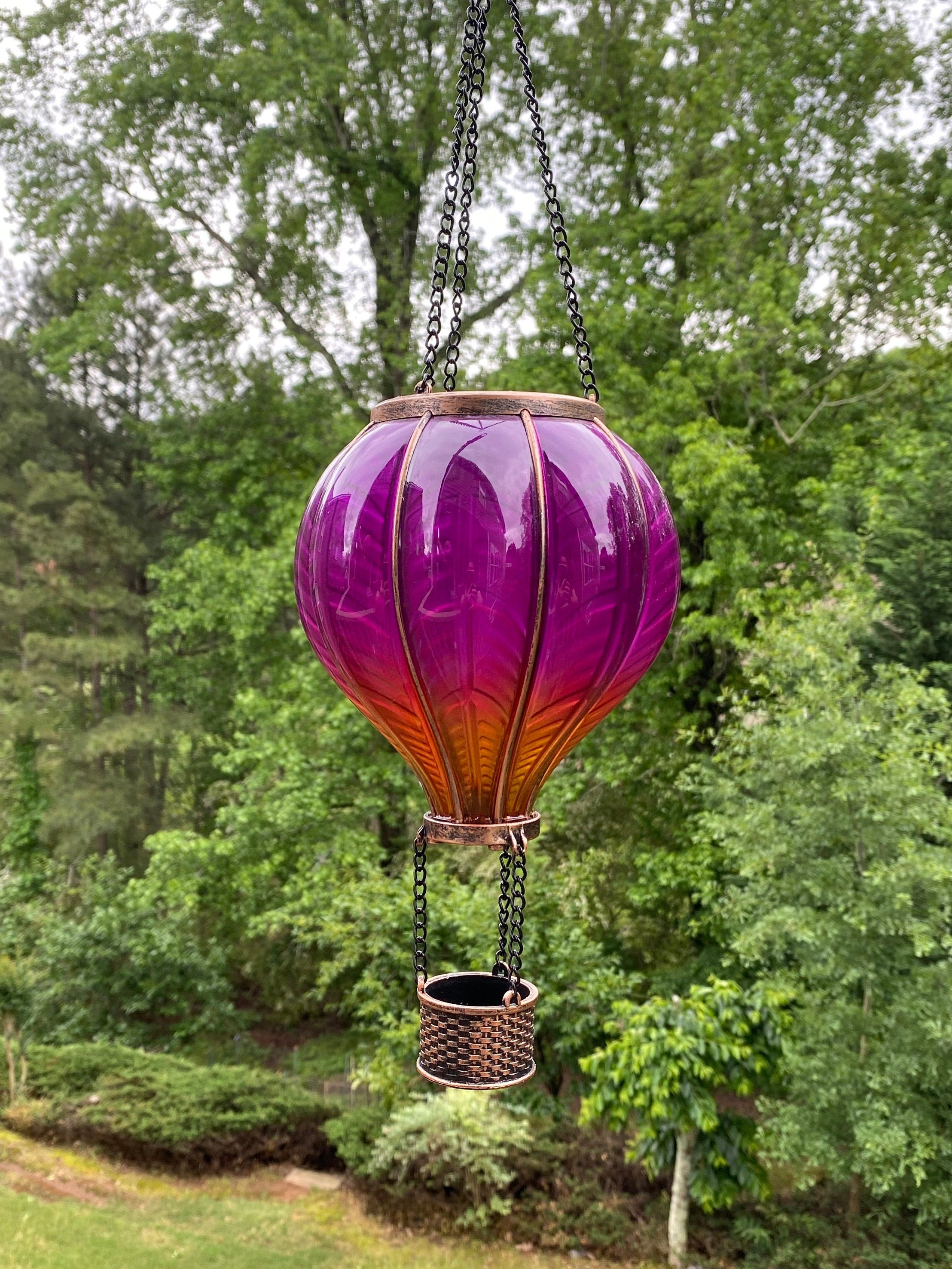 Joyous Solar Lantern, 18 Inch Hot Air Balloon Shape Waterproof with Hanging Decorative LED Lights for Outdoor Sunroom, Patio and Backyard