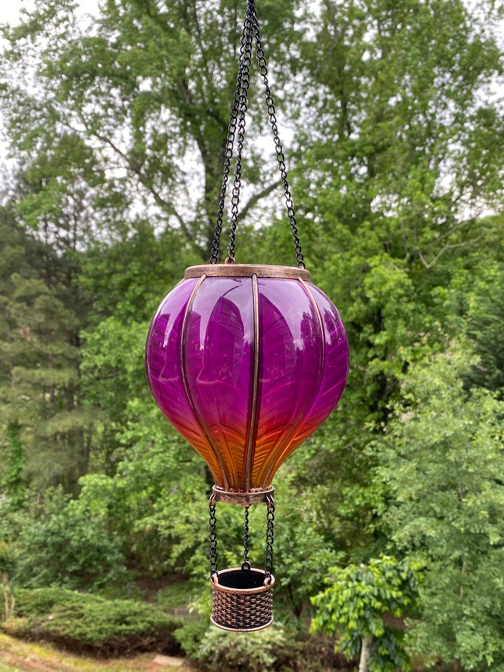 Joyous Solar Lantern, 18 Inch Hot Air Balloon Shape Waterproof with Hanging Decorative LED Lights for Outdoor Sunroom, Patio and Backyard