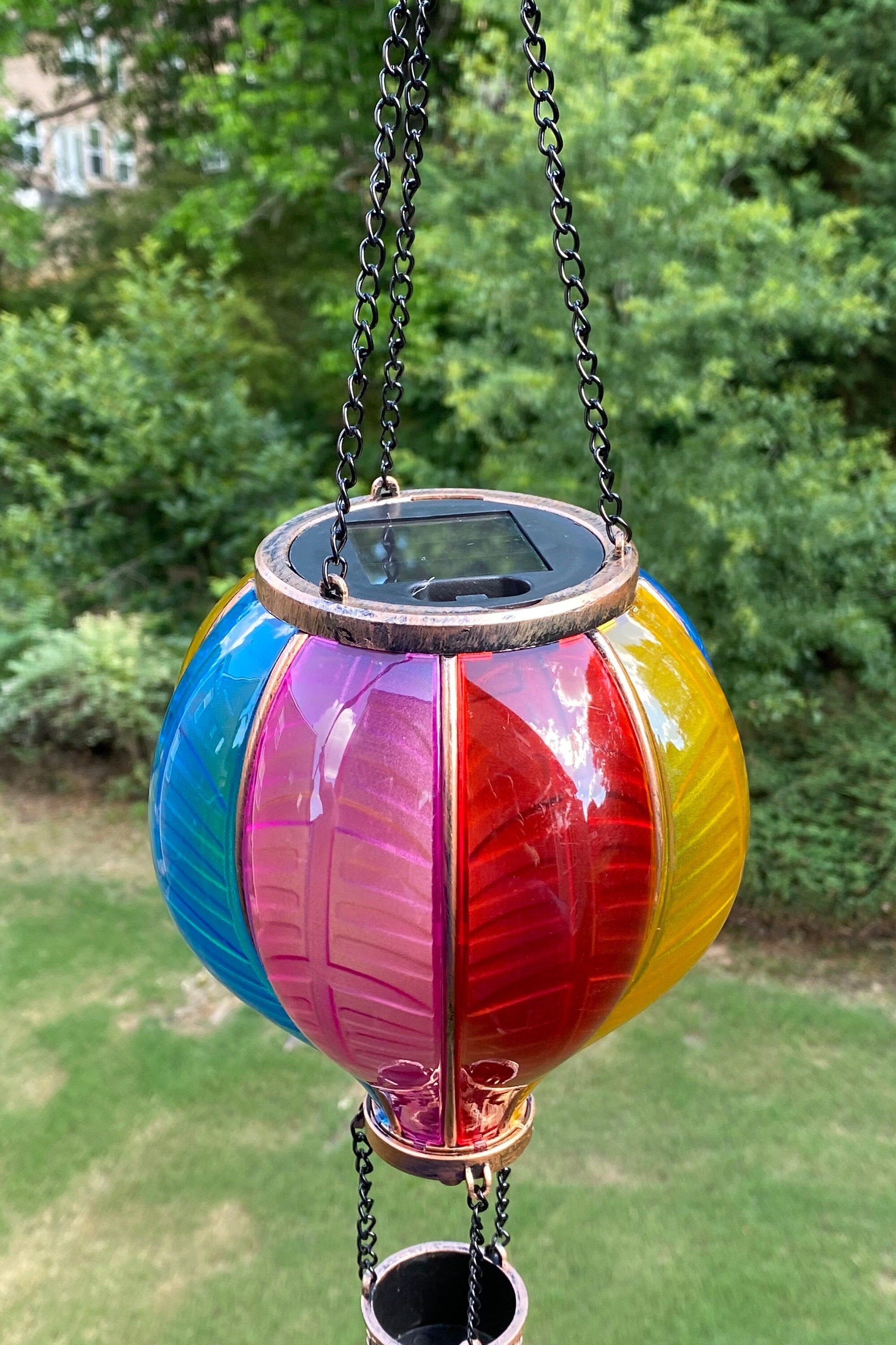 Joyous Solar Lantern, 18 Inch Hot Air Balloon Shape Waterproof with Hanging Decorative LED Lights for Outdoor Sunroom, Patio and Backyard