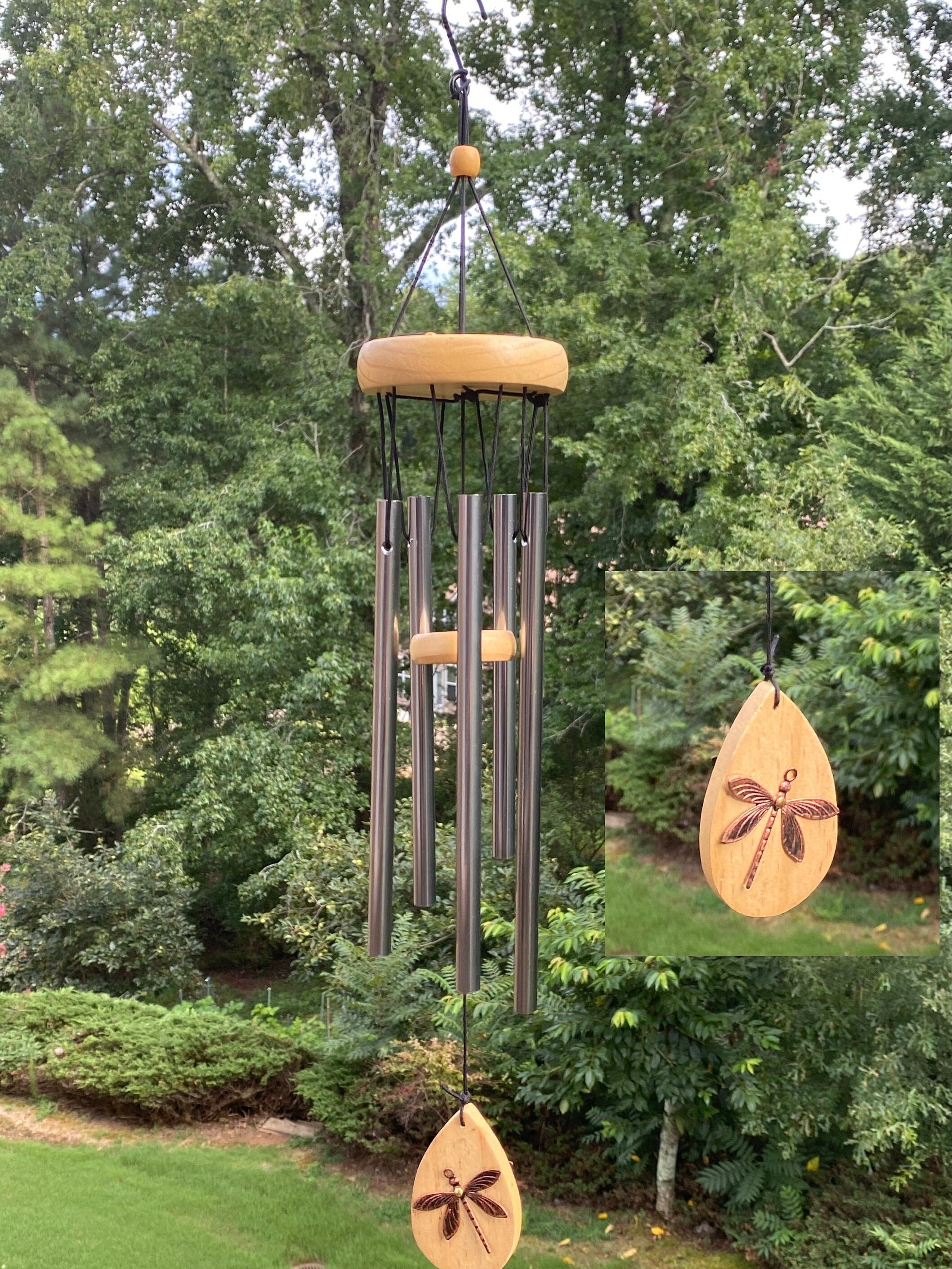 21 Inch Double Side Dragonfly on the Sail, It Is Great Gift for Sympathy, Cat and Dog Lose Memorial Gifts, Outdoor Spirit Sound Wind Chime