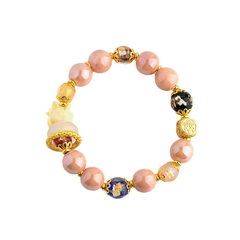 Bracelet spirituel en verre Liuli en cendres d'encens 14-16 cm Renard à neuf queues