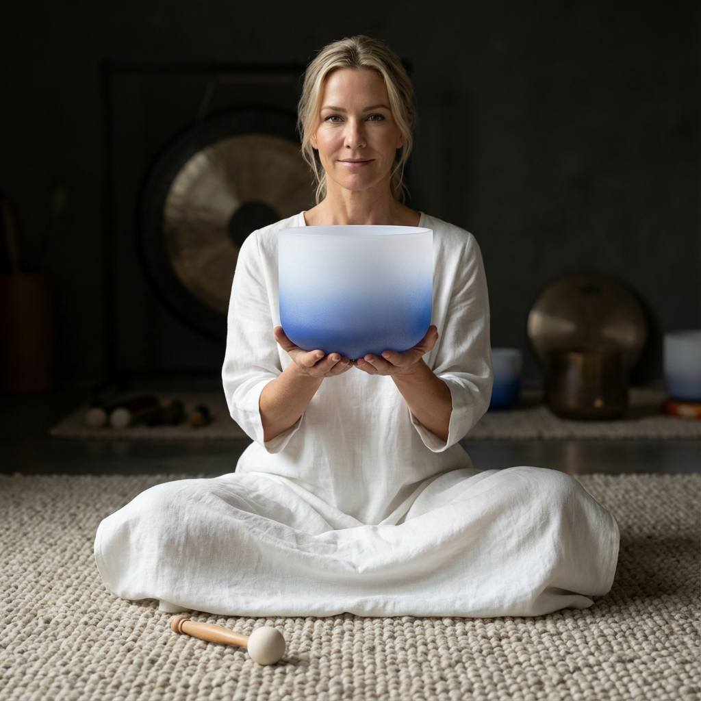 Bol chantant en cristal dégradé Aria Indigo