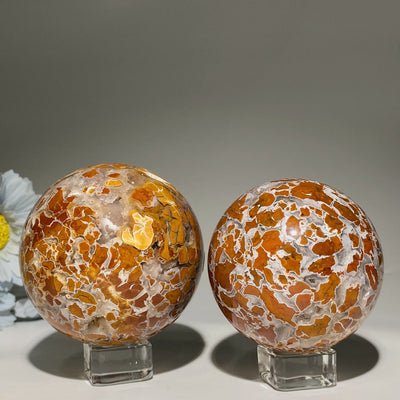 Sphère de quartz druzy en agate jaune d'Indonésie de 2,5 à 4 pouces de guérison