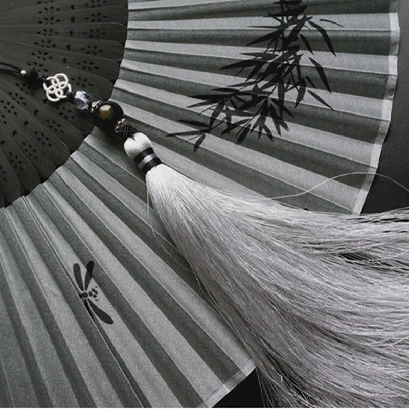 Éventail chinois pliable en bambou Ink 21 cm | Calme et élégance