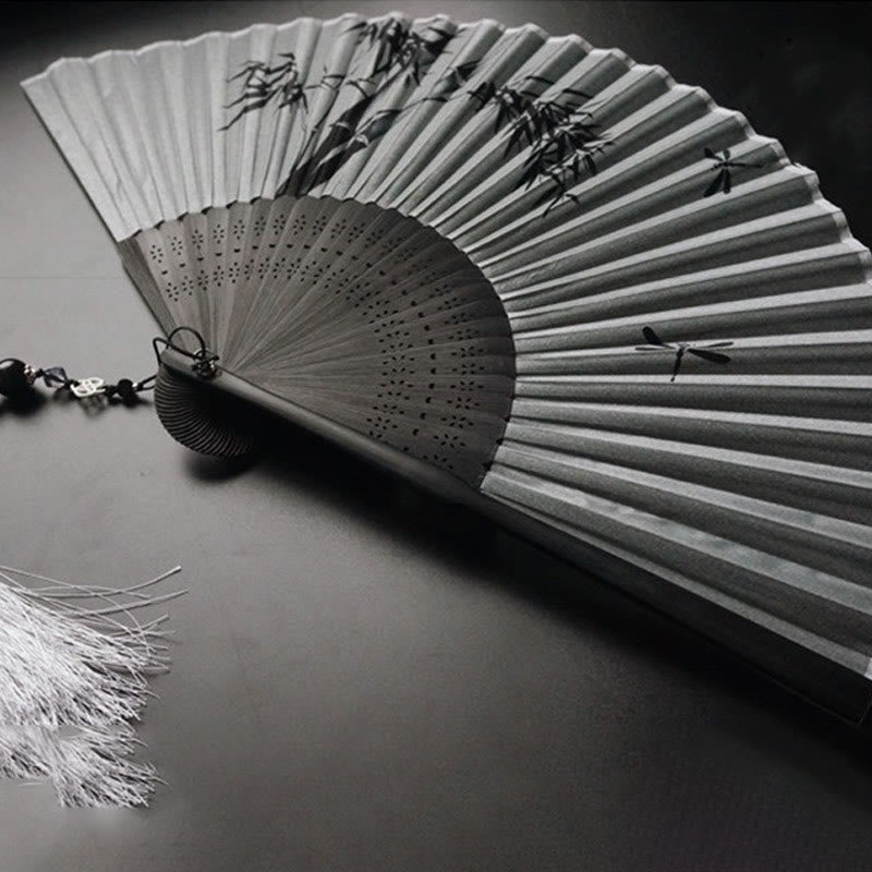 Éventail chinois pliable en bambou Ink 21 cm | Calme et élégance