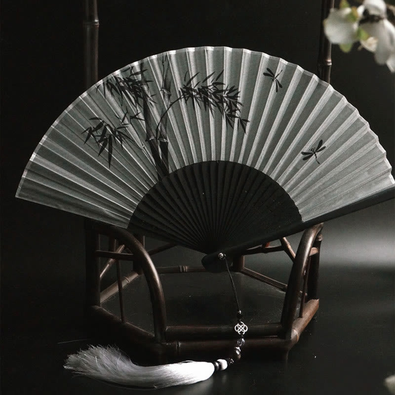 Éventail chinois pliable en bambou Ink 21 cm | Calme et élégance