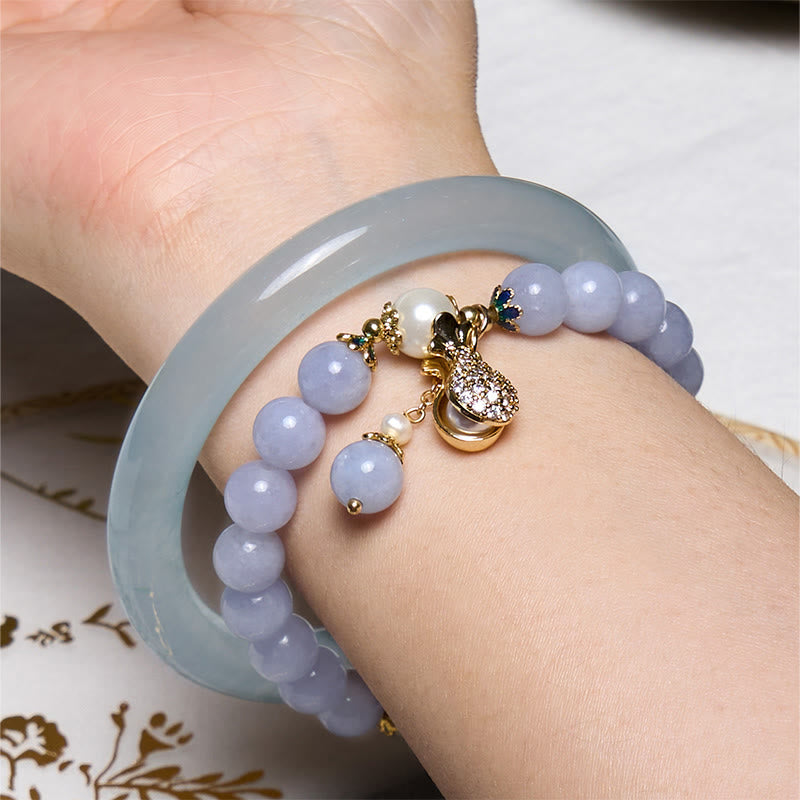 Ensemble de bracelets en jade et aigue-marine Inner Peace 56-57 mm